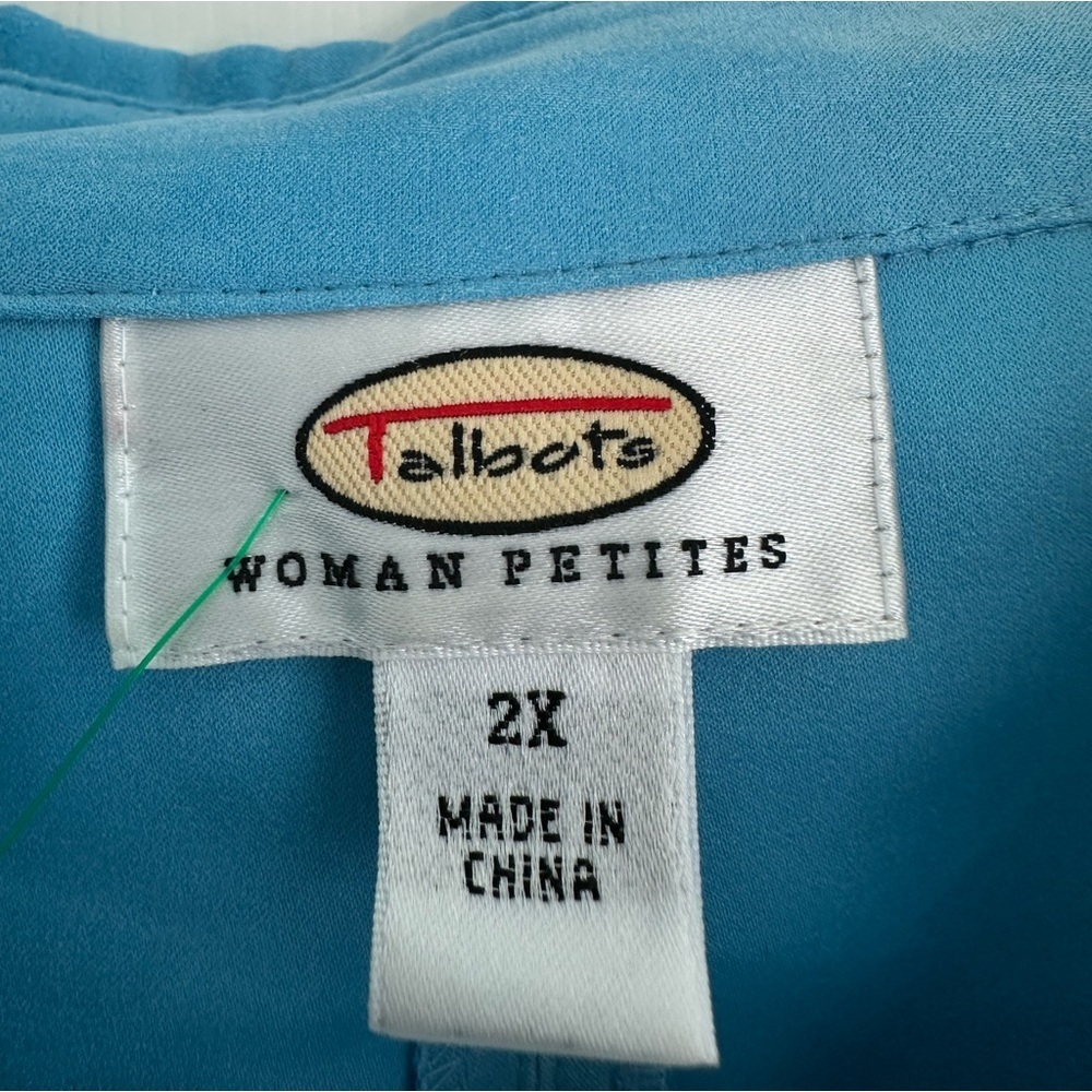 Talbots Women's Faux Suede/Velvet Shirt Petite 2X Blue Long Sleeve Button Up - Picture 2 of 5